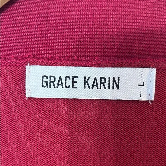 Grace Karin Women's Deep Red Open Front 3/4Sleeve Cardigan - Picture 3 of 8